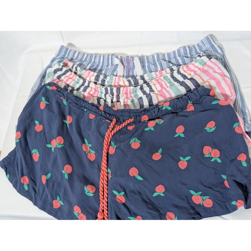 Jenni Intimates Pajama Shorts Bundle Peach Stripe Tassel Blue Pink Small 3 Pack
